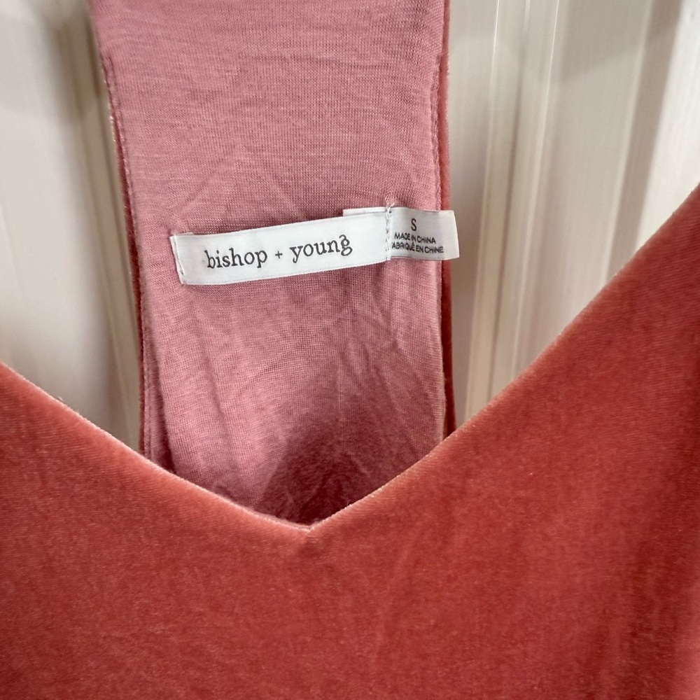 Bishop + Young Pink Velvet V-Neck Cami | Size Small - Picture 3 of 4